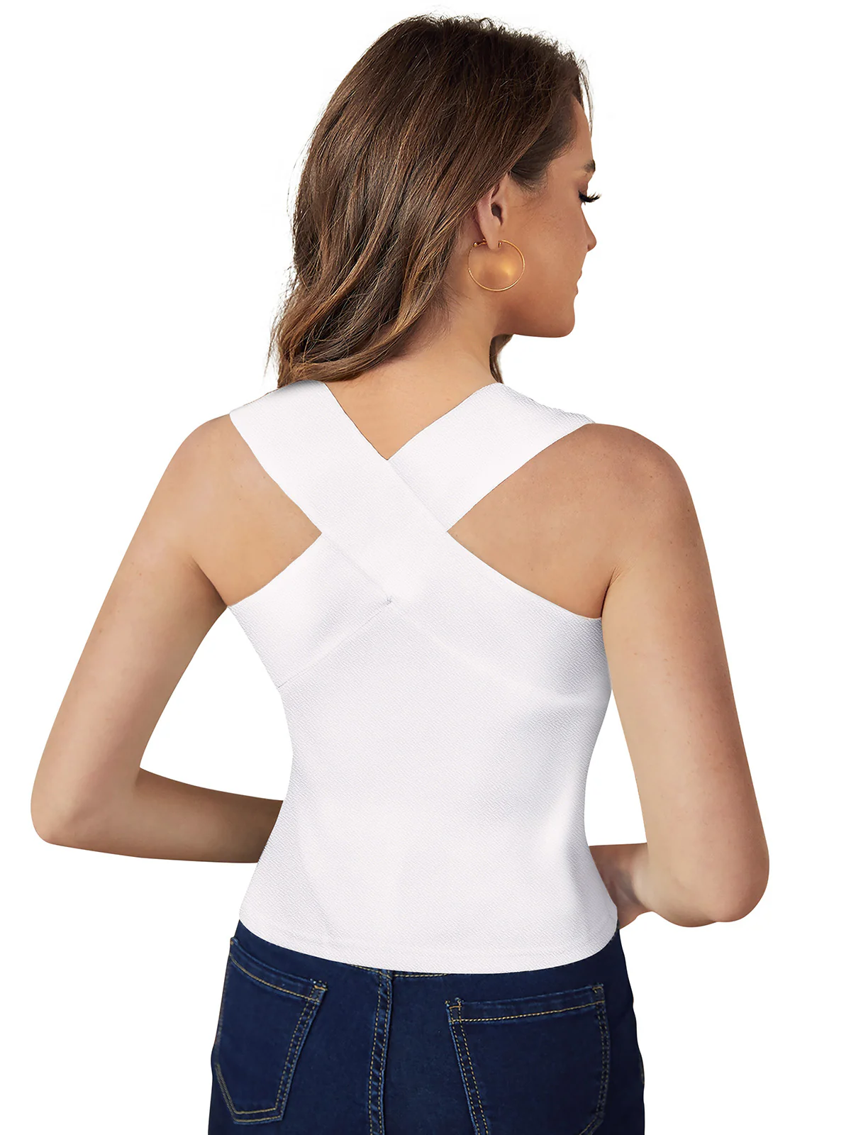 Odette White Knit Fabric Top For Women - Image 4
