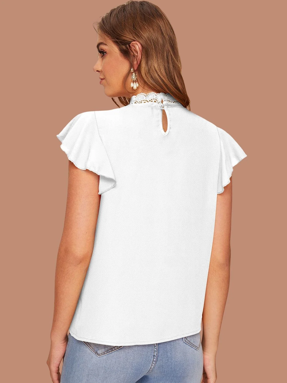 Odette White Knitted Solid Top For Women - Image 3
