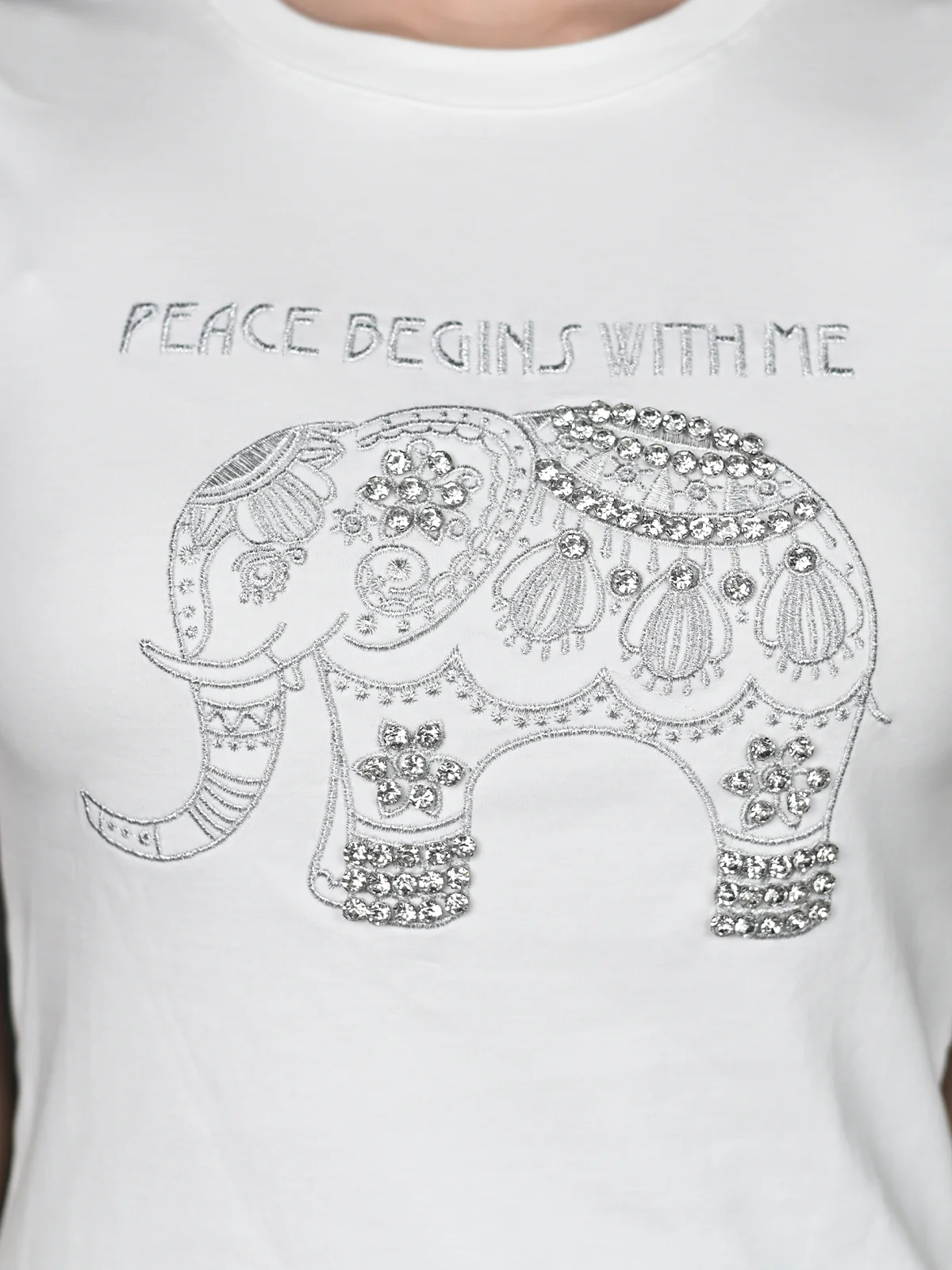 Odette White Light Rib Printed Crop Top For Women - Image 6