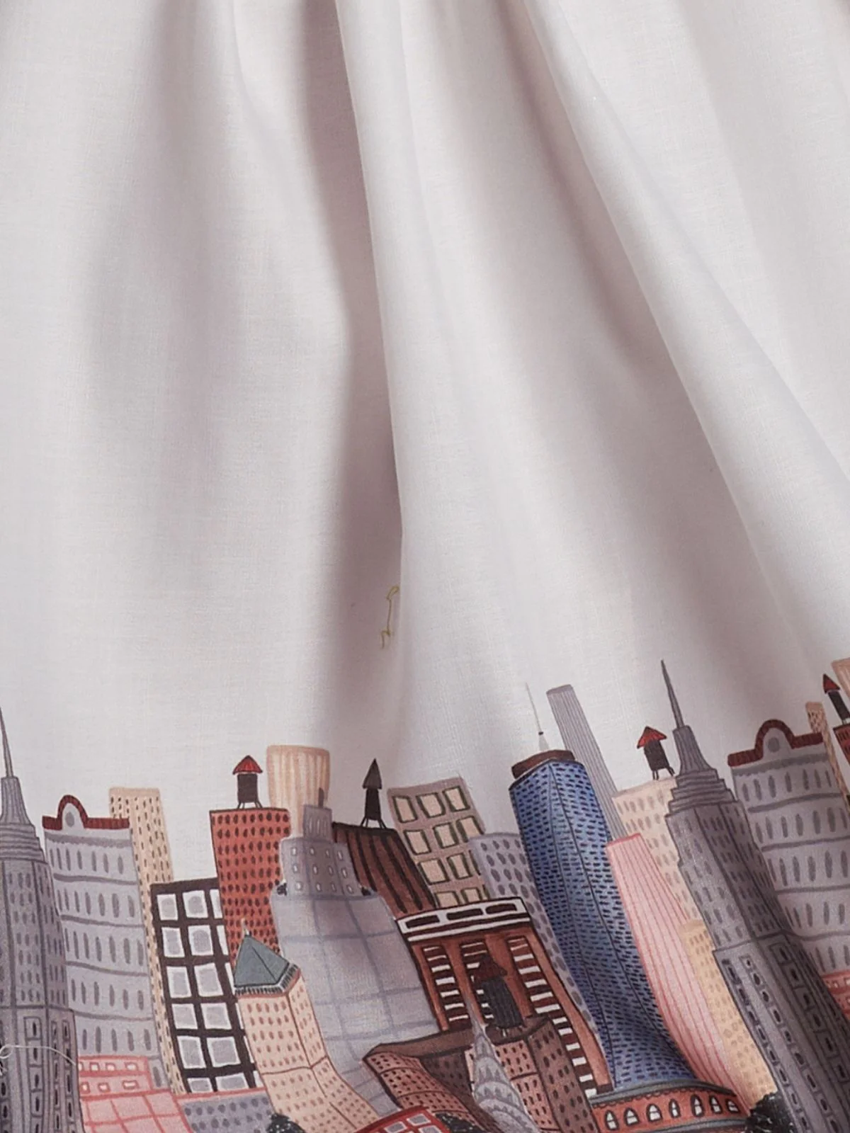 Odette White Linen Printed Stitched Dress For Women - Image 10