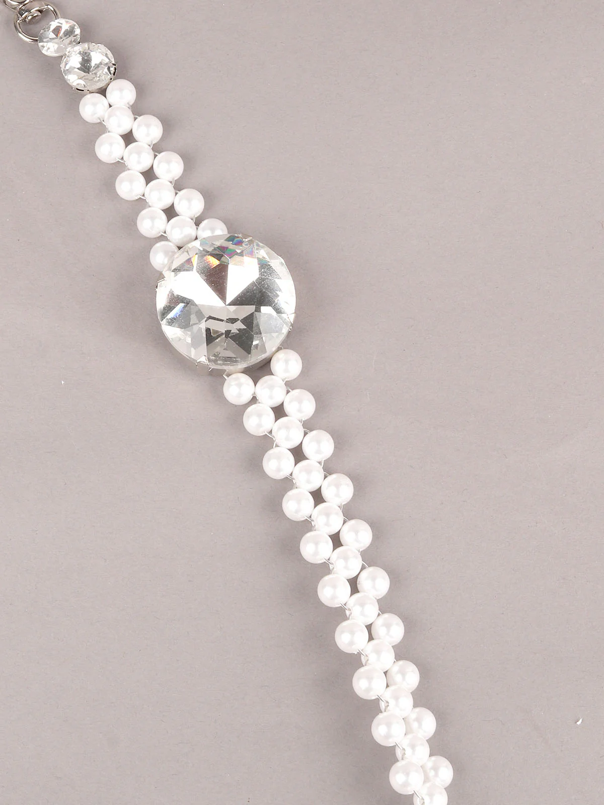 Odette White Metal Faux Pearls Waist Belt for Women - Image 4