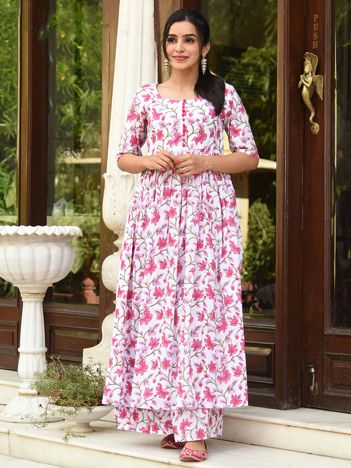 Odette White Muslin Printed Stitched Kurta Set For Women - Image 2