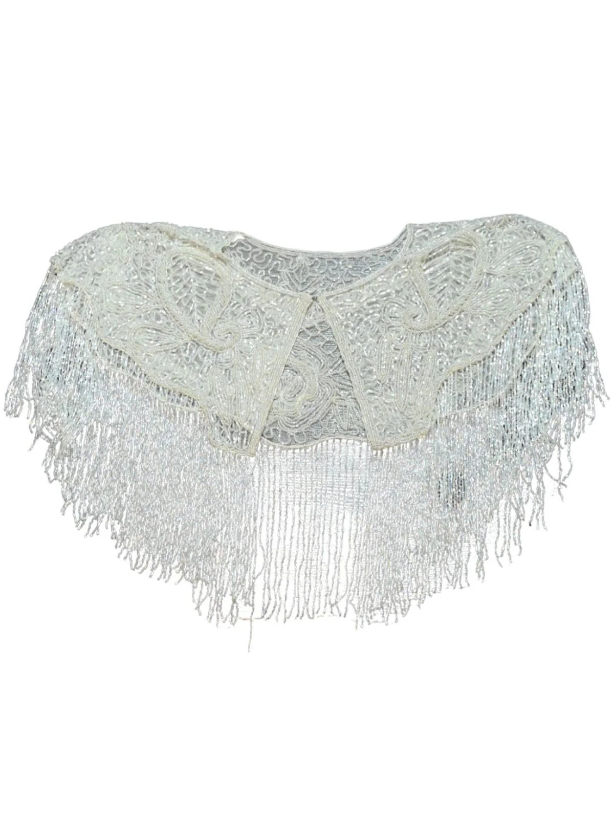 Odette White Net Embellished Cape For Women - Image 5