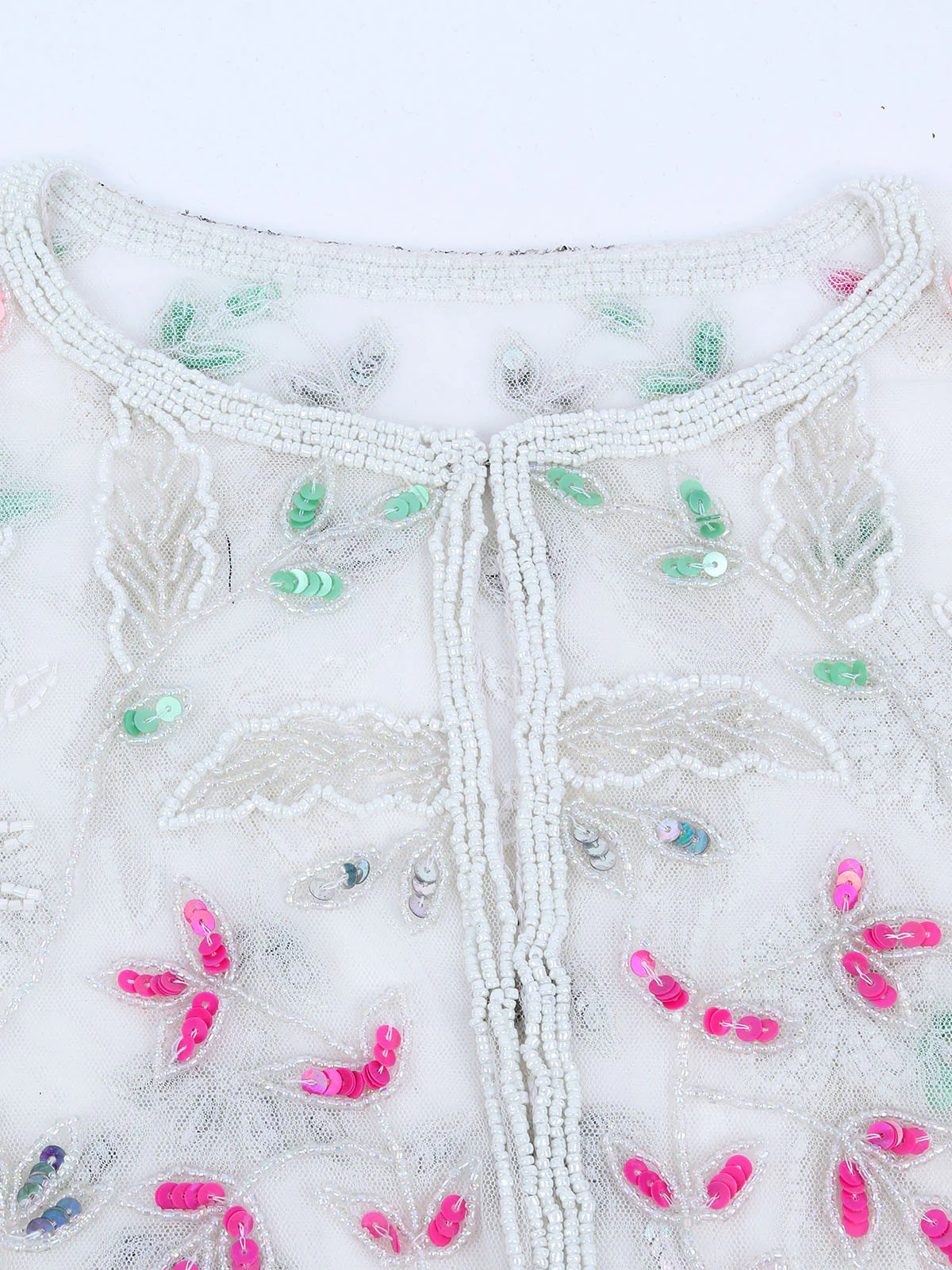 Odette White  Net Embellished Cape For Women - Image 5