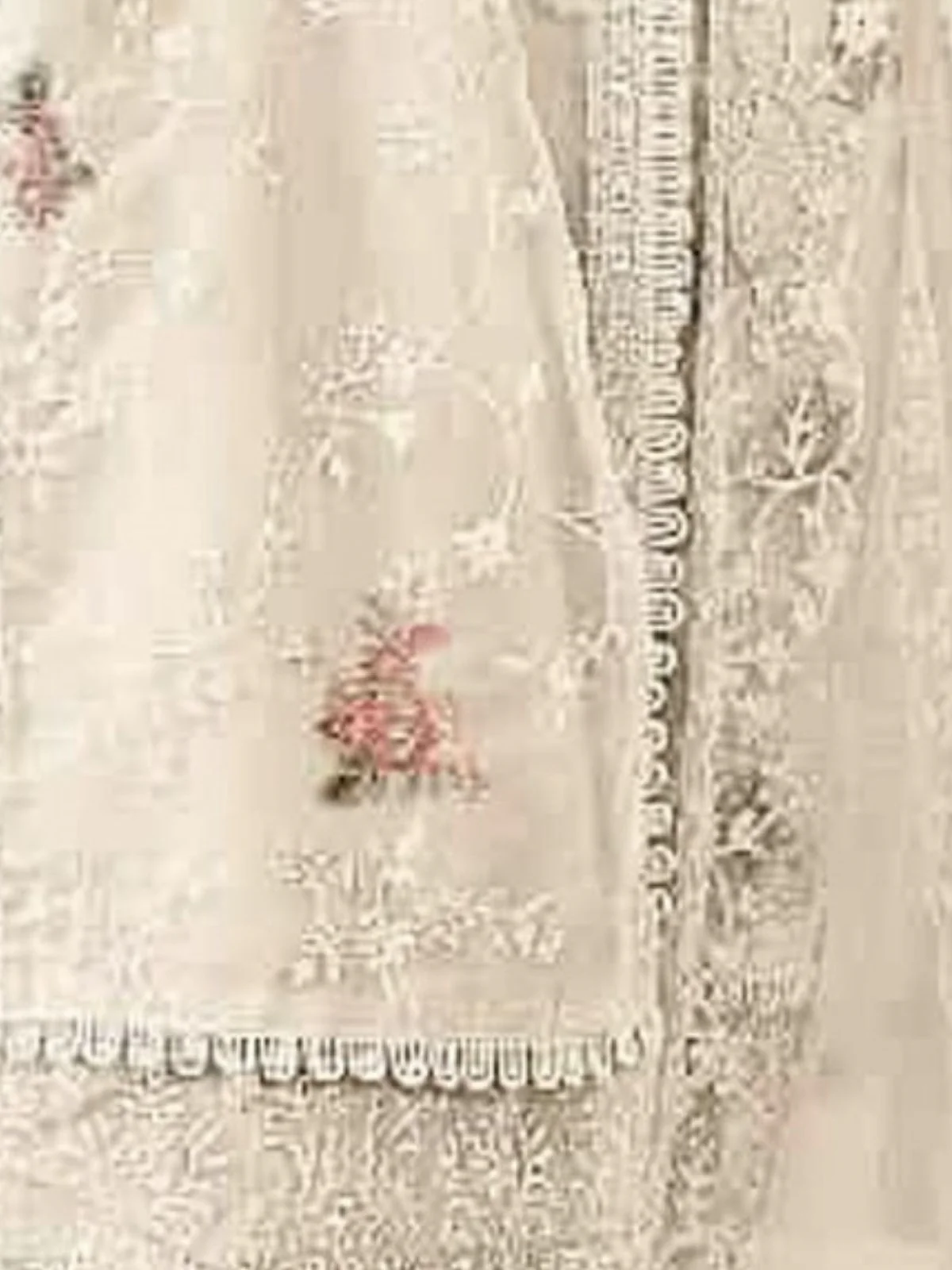 Odette White Organza Embroidered Semi Stitched Kurta Set For Women - Image 3