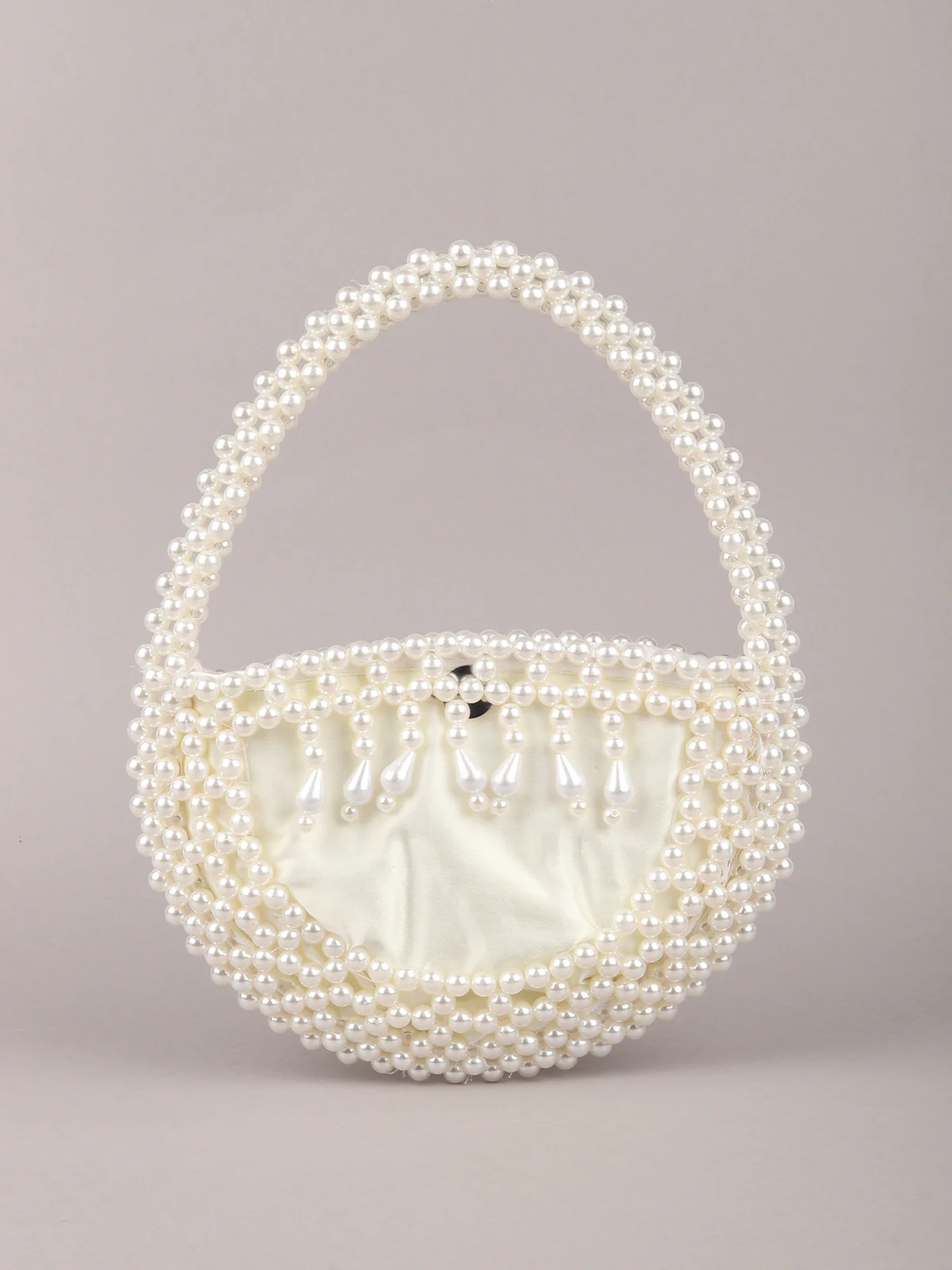 Odette White Pearl Embroidered Clutch for Women - Image 3