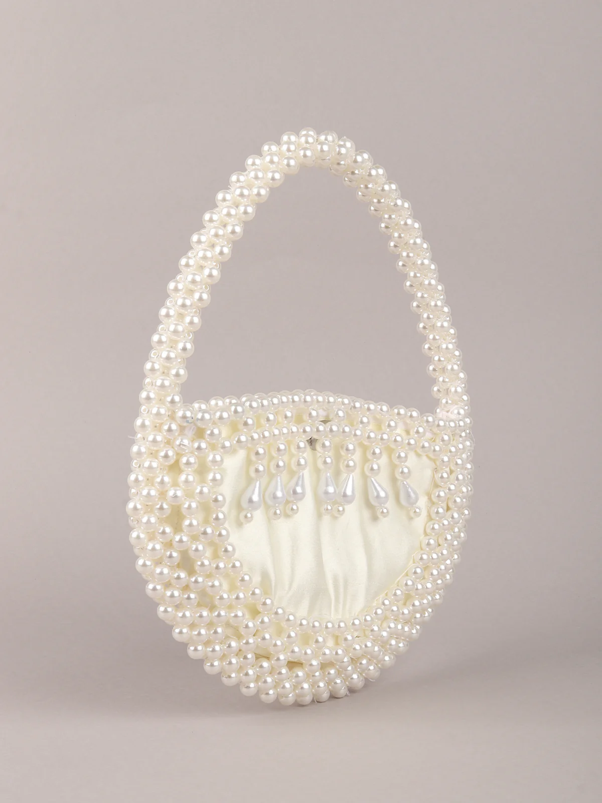Odette White Pearl Embroidered Clutch for Women - Image 4