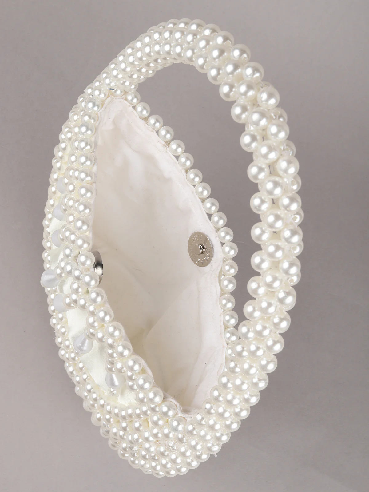 Odette White Pearl Embroidered Clutch for Women - Image 6