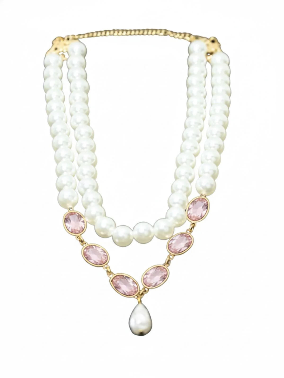 Odette White & Pink Alloy Embellished Neckpiece For Women - Image 2