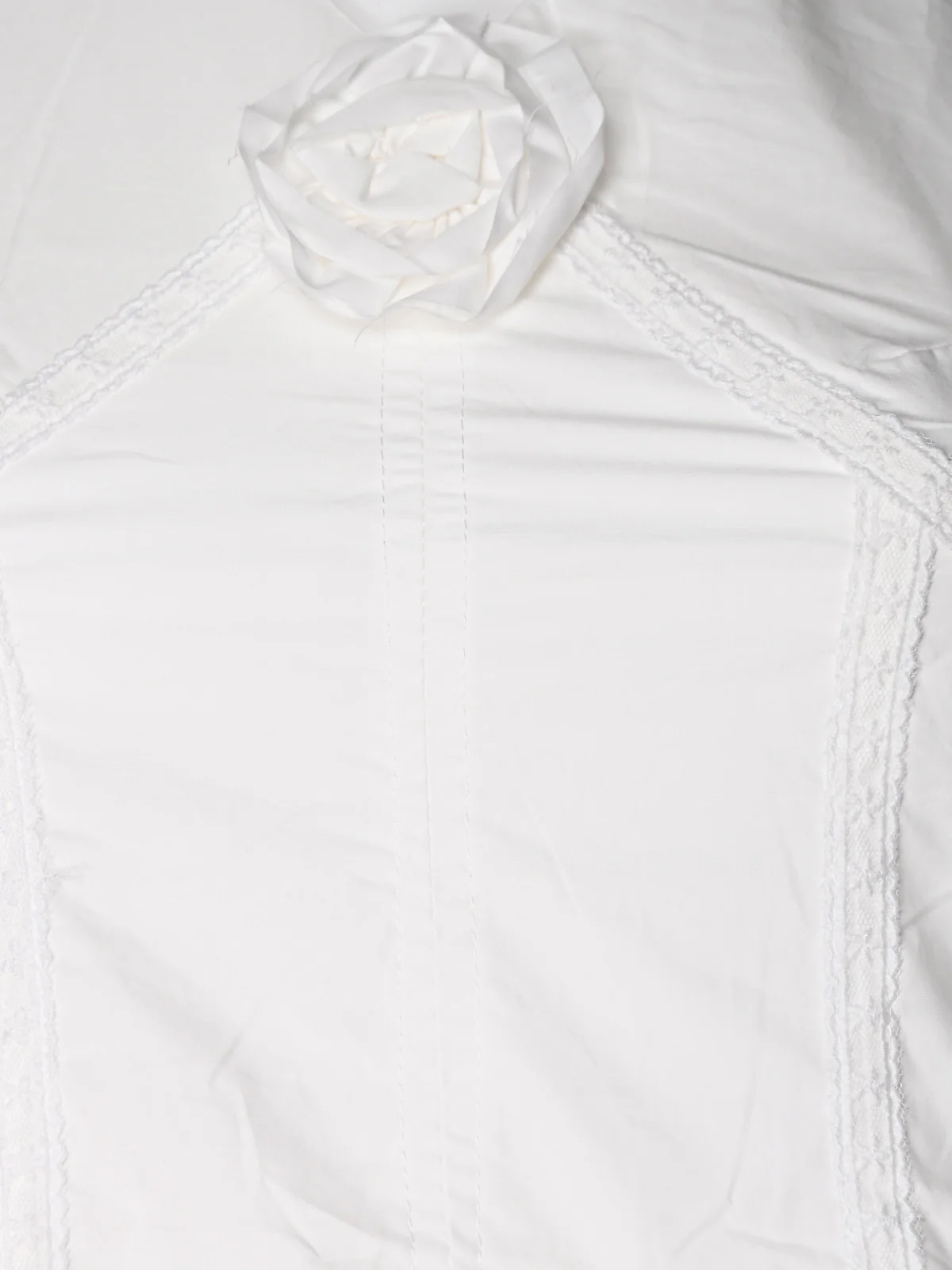 Odette White Poly Cotton Floral Applique Dresses For Women - Image 4