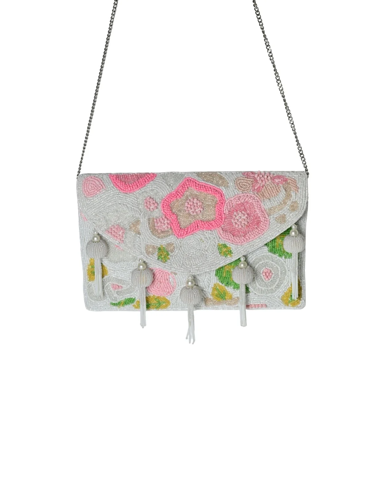 Odette White Polyester Embroidered Clutch For Women - Image 3