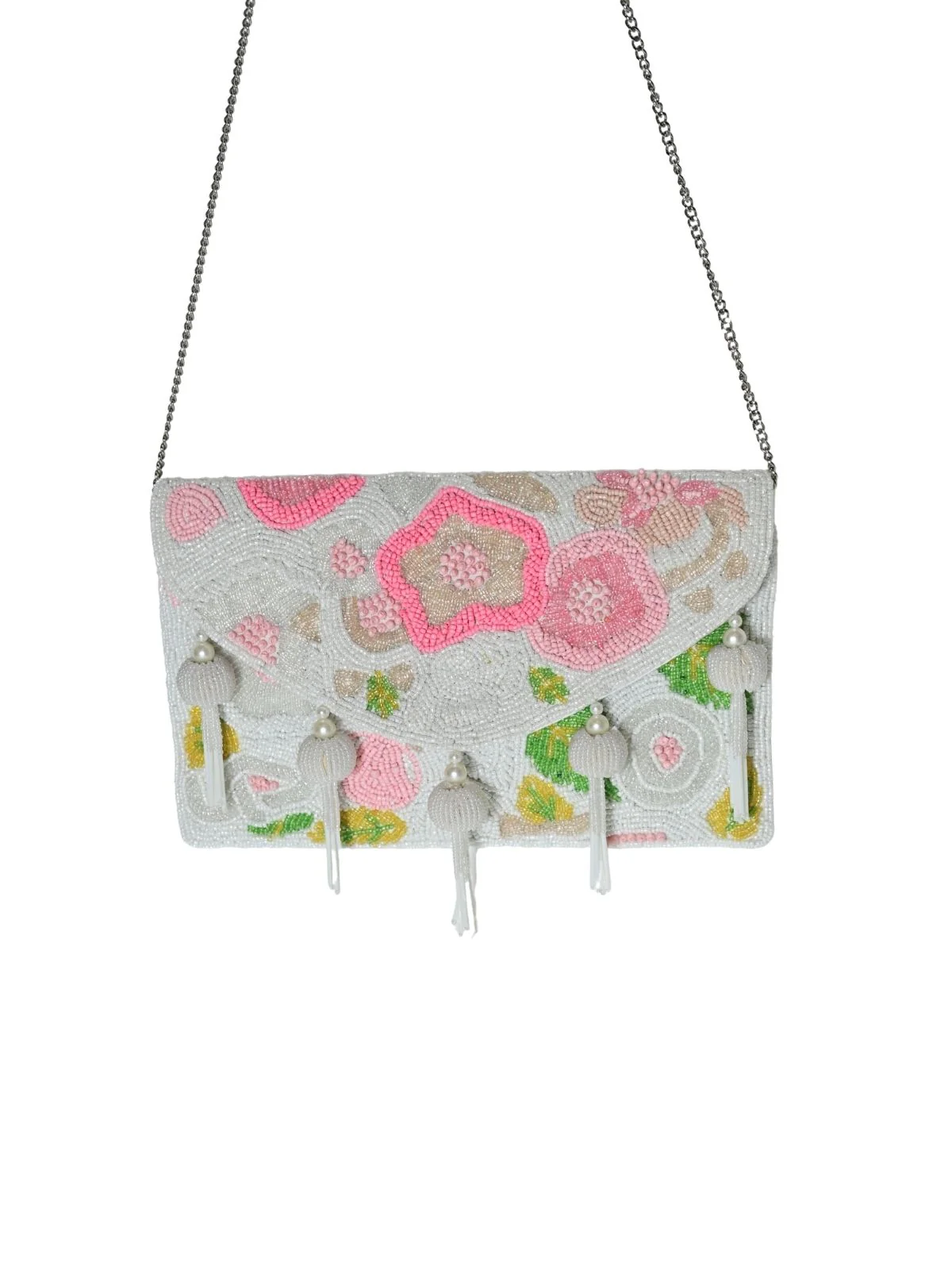 Odette White Polyester Embroidered Clutch For Women - Image 6