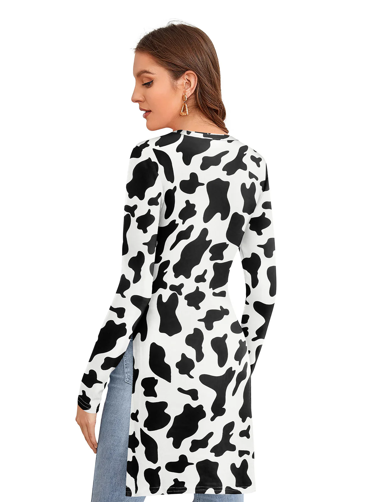 Odette White Polyester Printed  Long Top For Women - Image 4