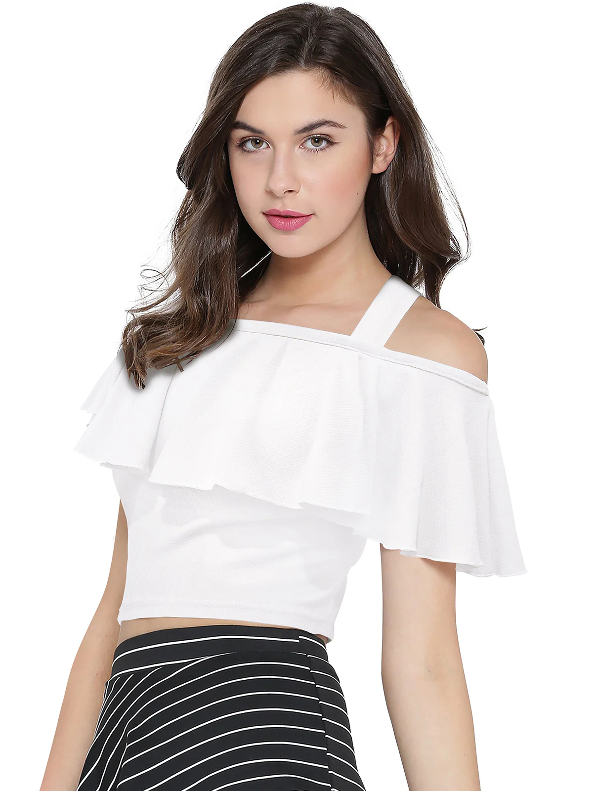 Odette White Polyester Solid Top For Women - Image 3