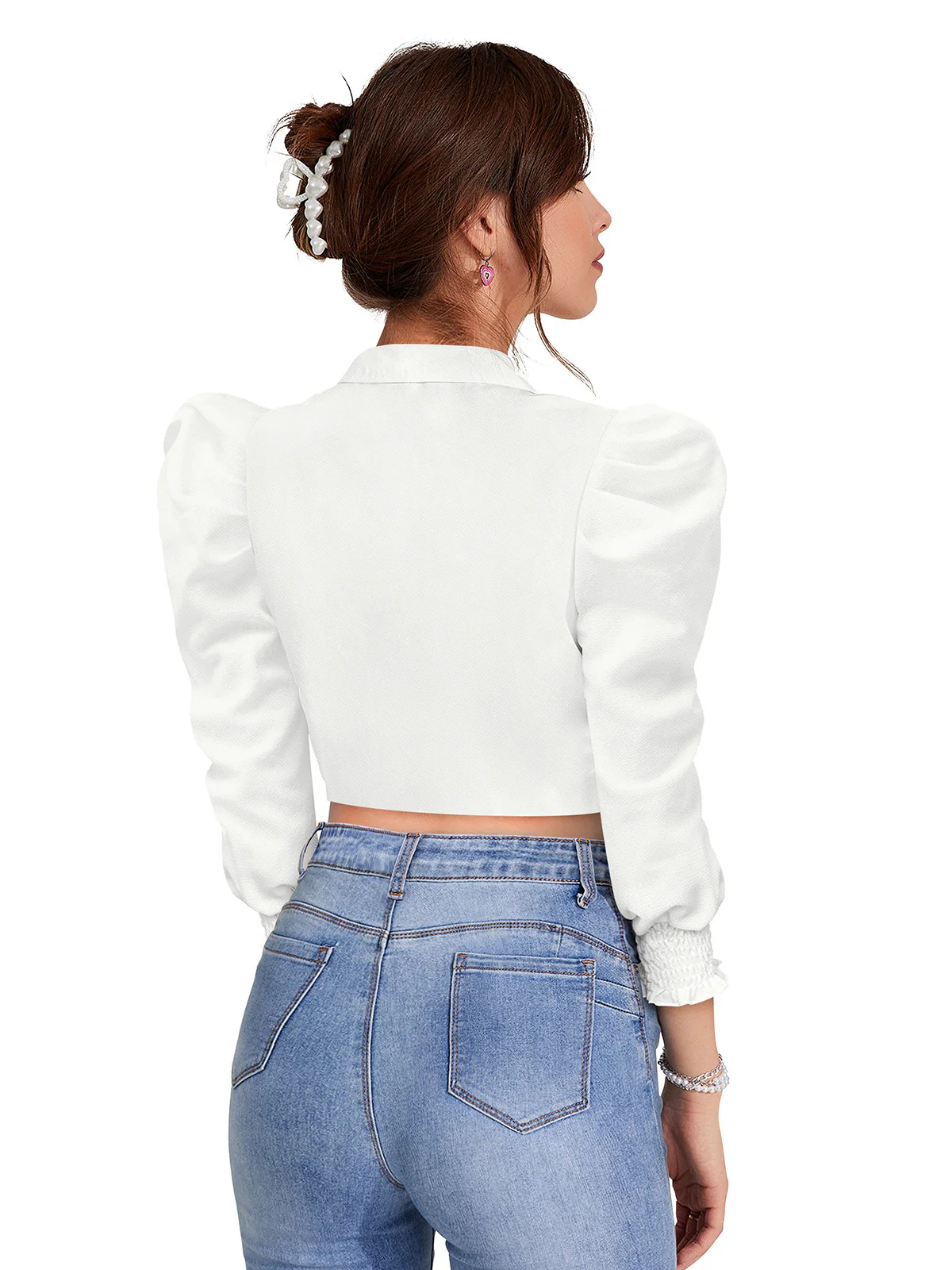 Odette White Polyester Solid Top For Women - Image 4