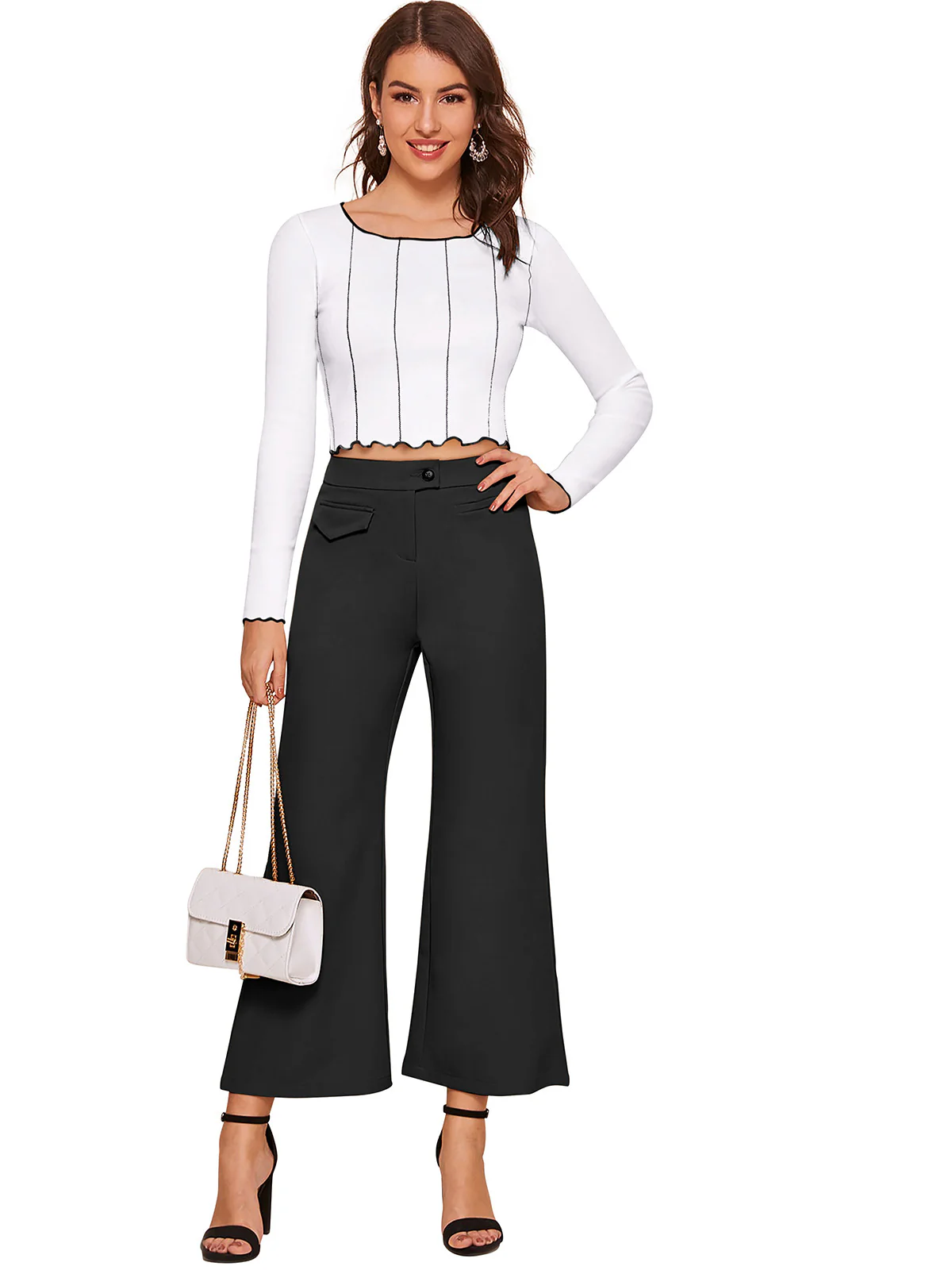 Odette White Polyester Striped Top For Women - Image 5