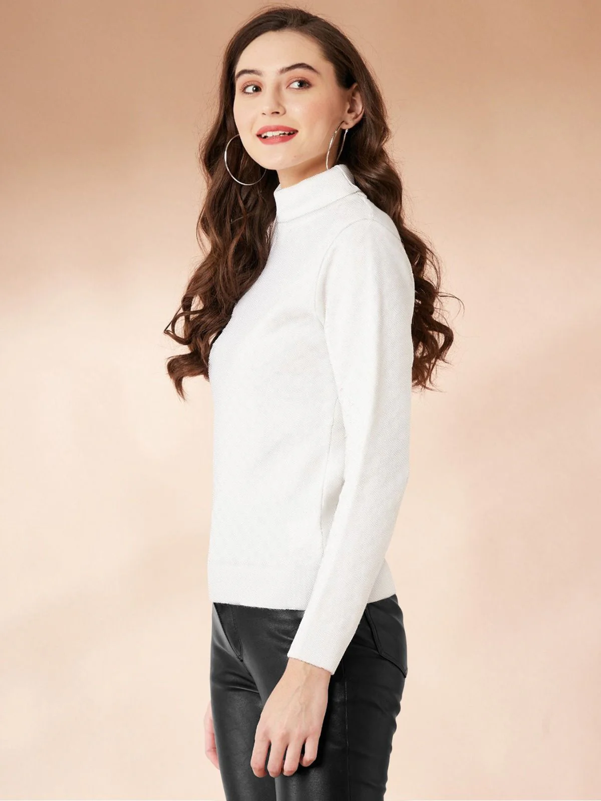 Odette White Polyster Solid Top For Women - Image 3