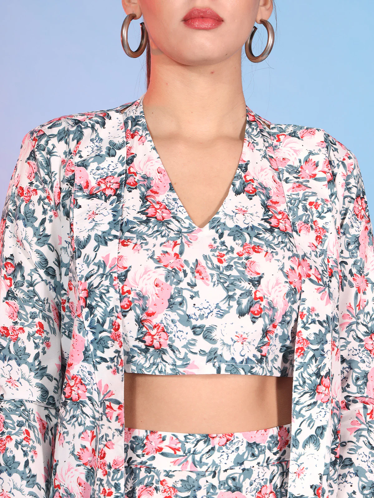 Odette White Printed Crepe Stitched Co-Ord Set For Women - Image 6