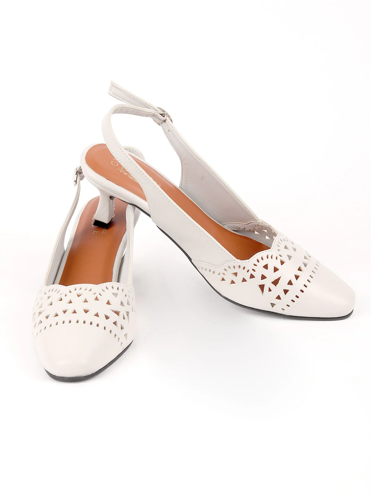 Odette White PU Cutdana Shoes For Women