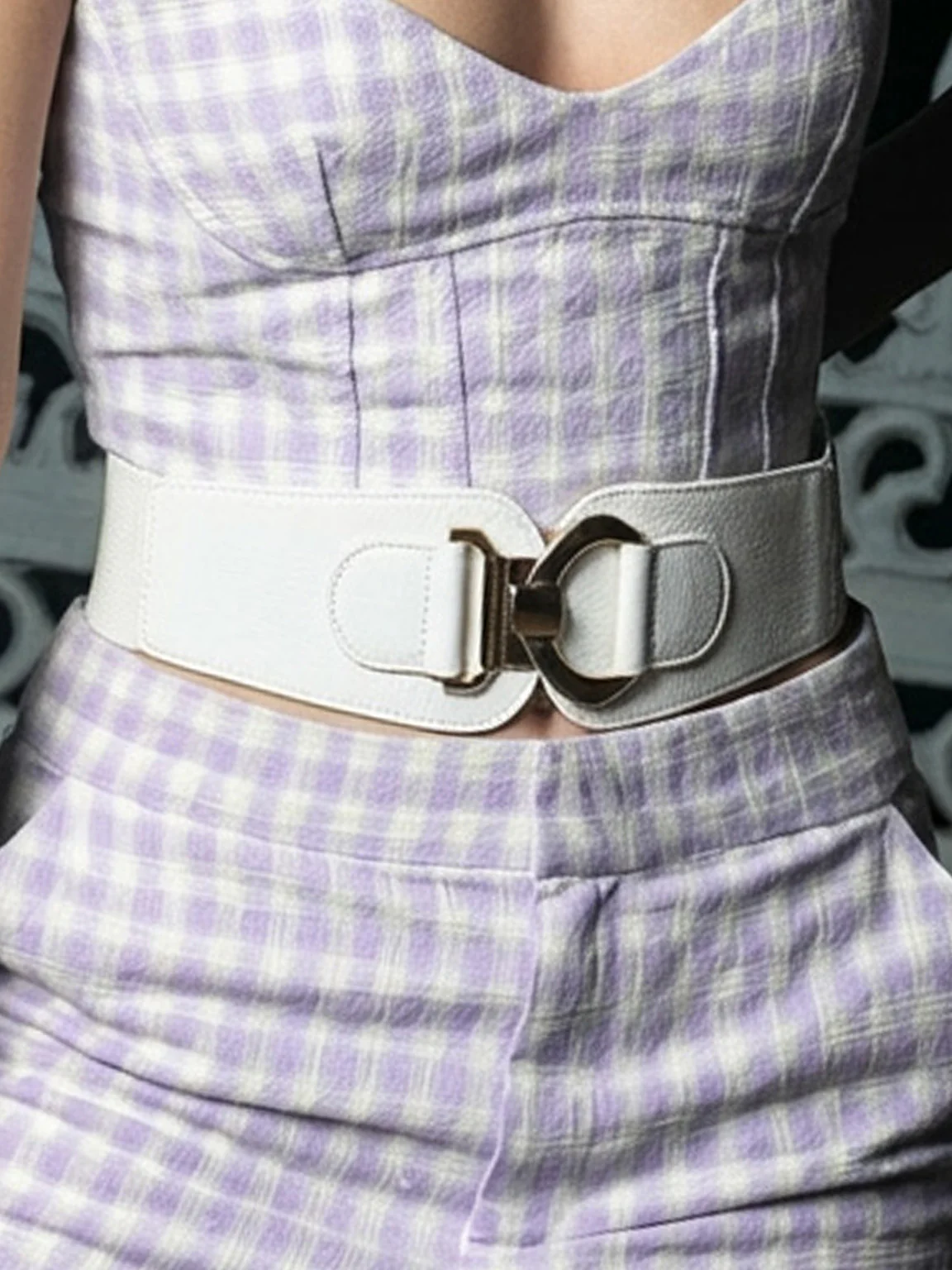 Odette White PU Metallic Design Belt For Women - Image 6