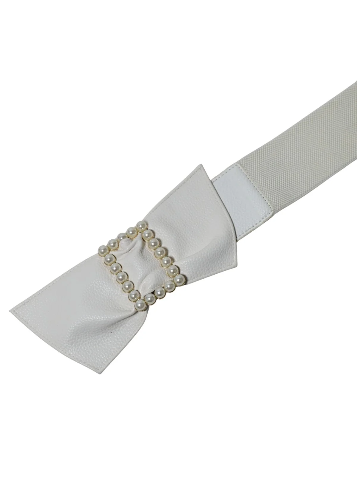 Odette White PU Pearl Work Belt For Women - Image 5