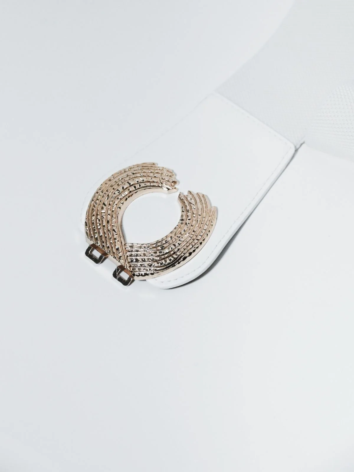 Odette White PU Solid Belt For Women - Image 5