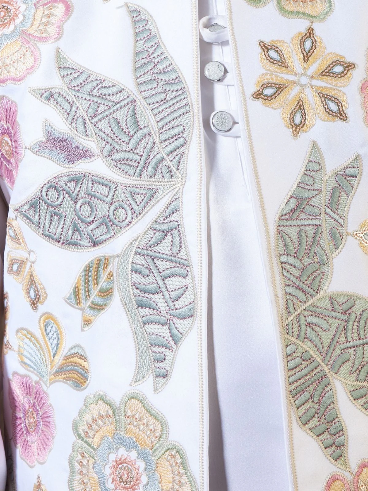 Odette White Satin Embellished Stitched Kurta Set For Kids - Image 7