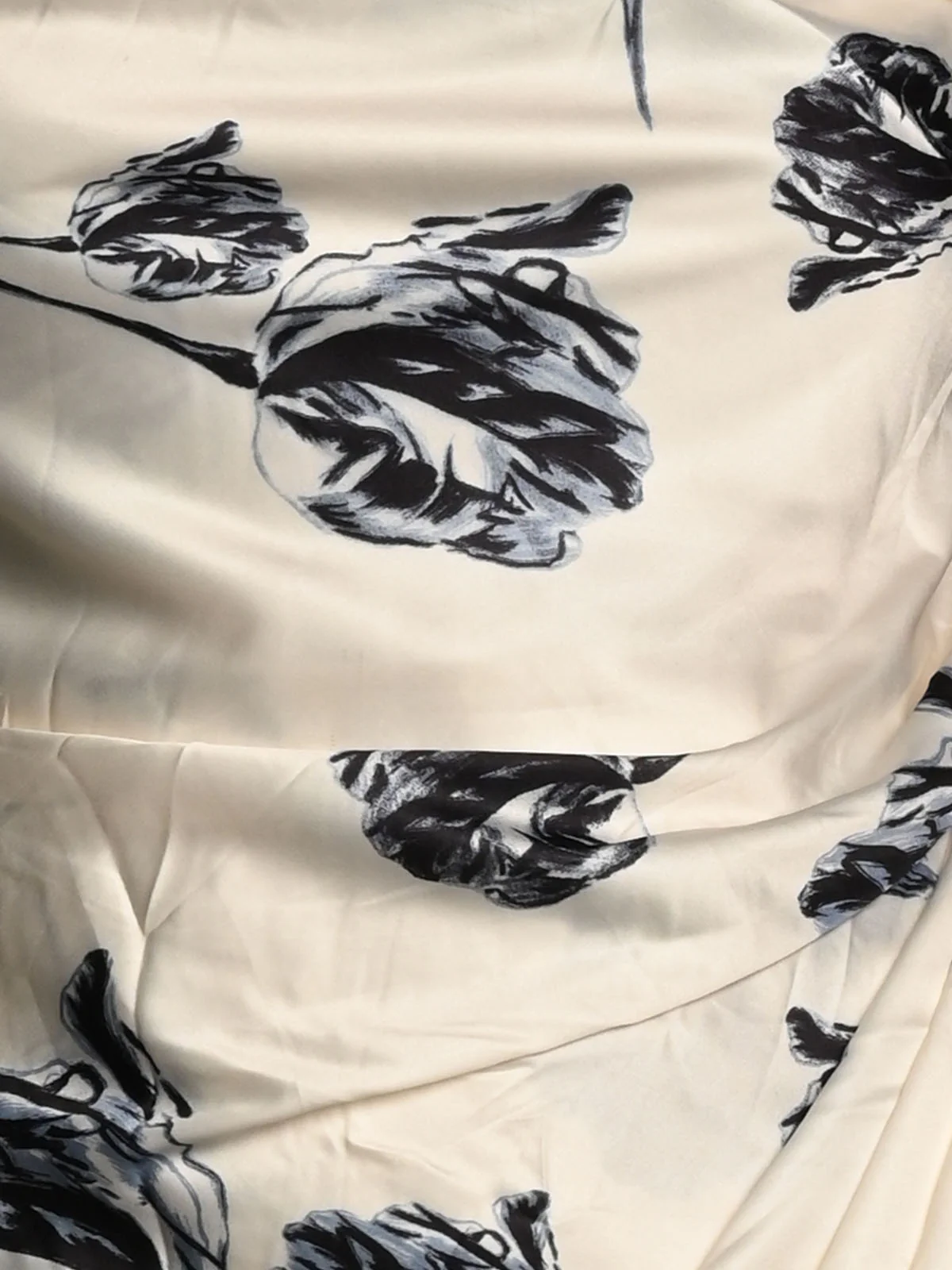 Odette White Satin Floral Printed Dress For Women - Image 6