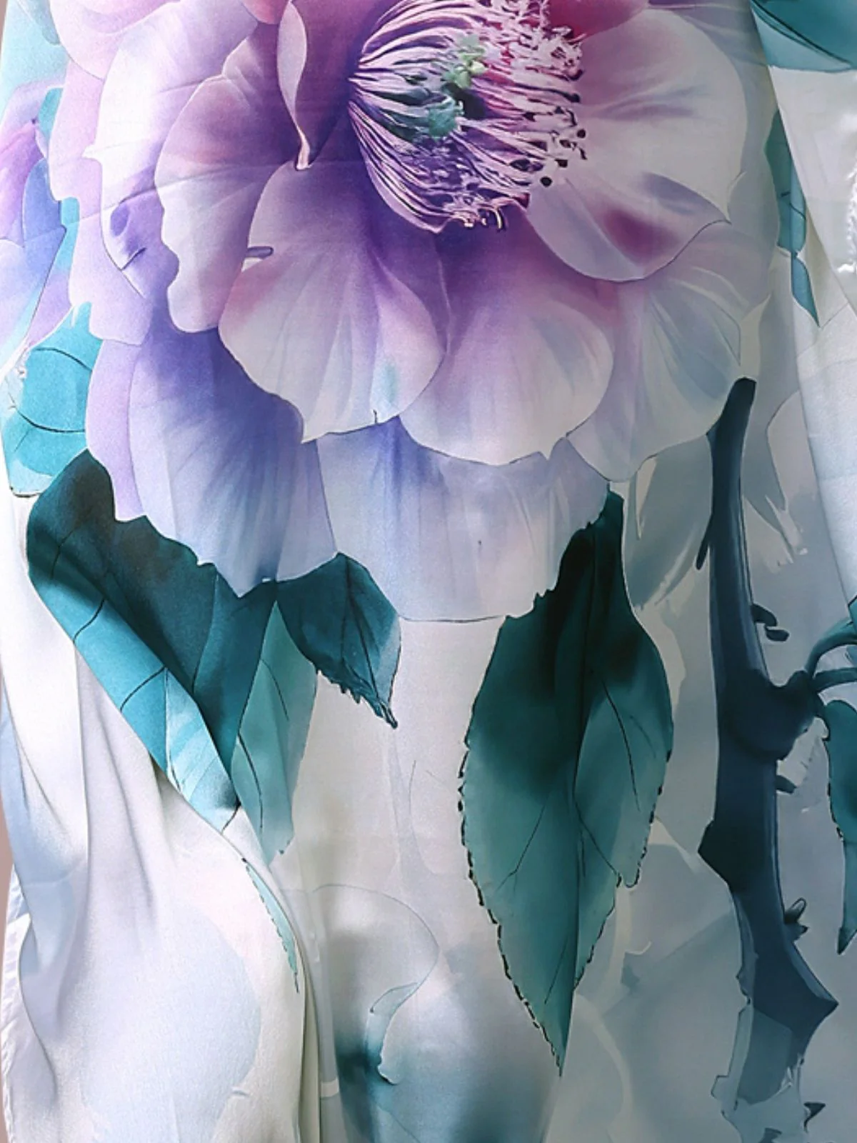 Odette White Satin Printed Kaftan For Women - Image 5