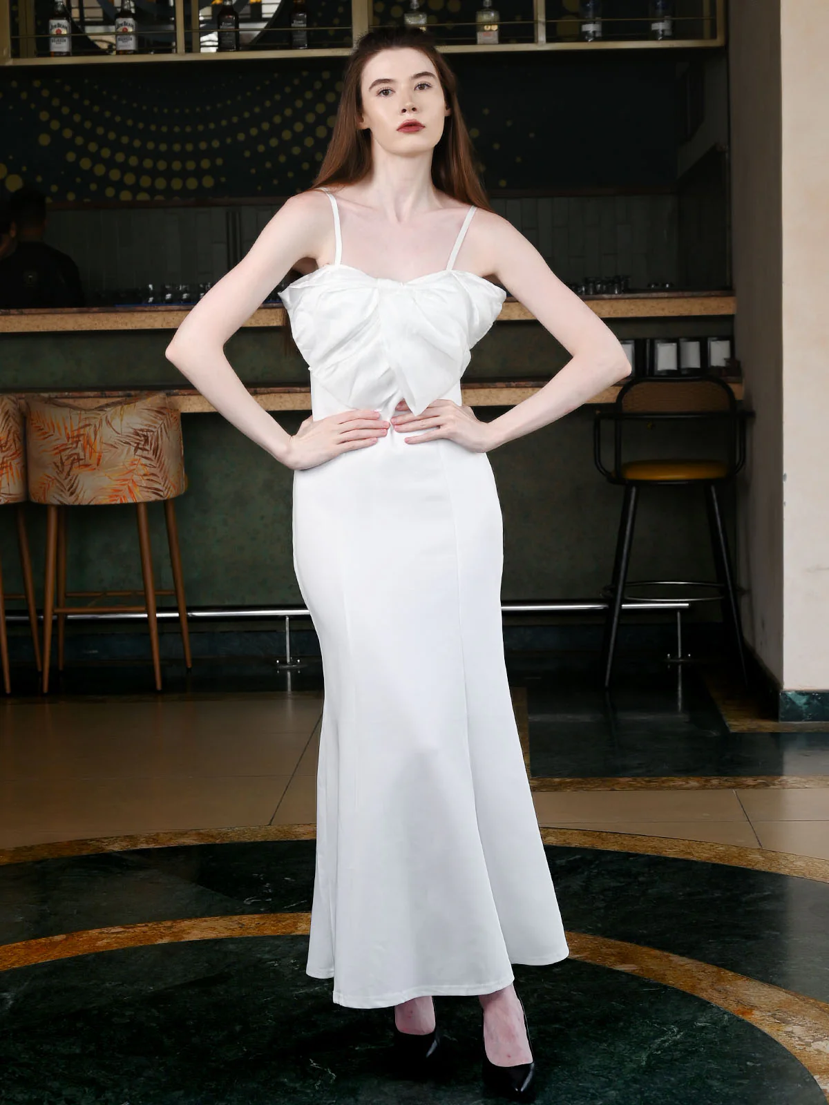 Odette White Scuba Knit Solid Dress For Women - Image 2