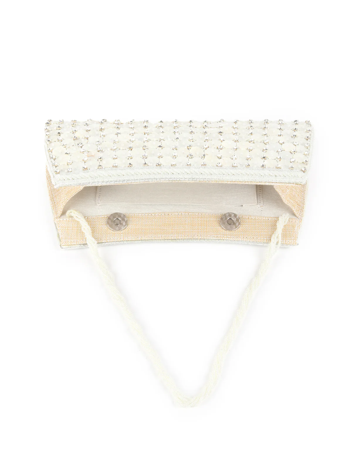 Odette White Shell Embroidered Bridal Clutch For Women - Image 6