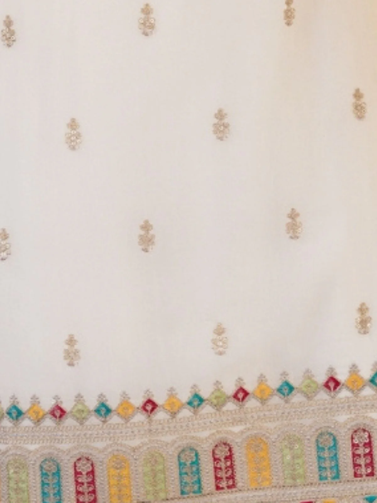 Odette White Silk Blend Embellished Kurta Set For Women - Image 5