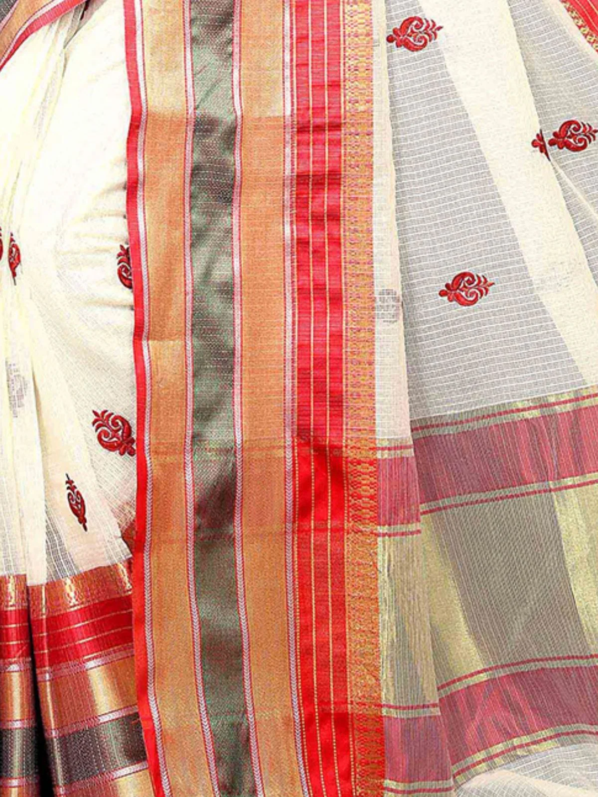 Odette White Silk Blend Embellished Saree For Women - Image 5