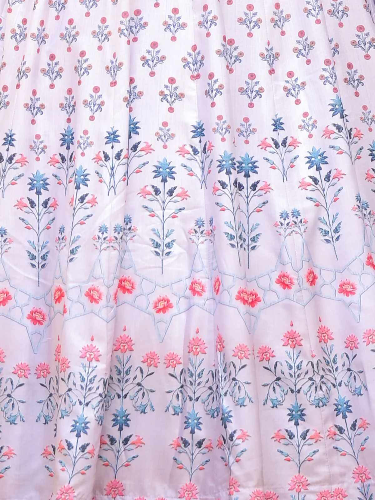 Odette White Silk Blend Printed Stitched Gown For Women - Image 5