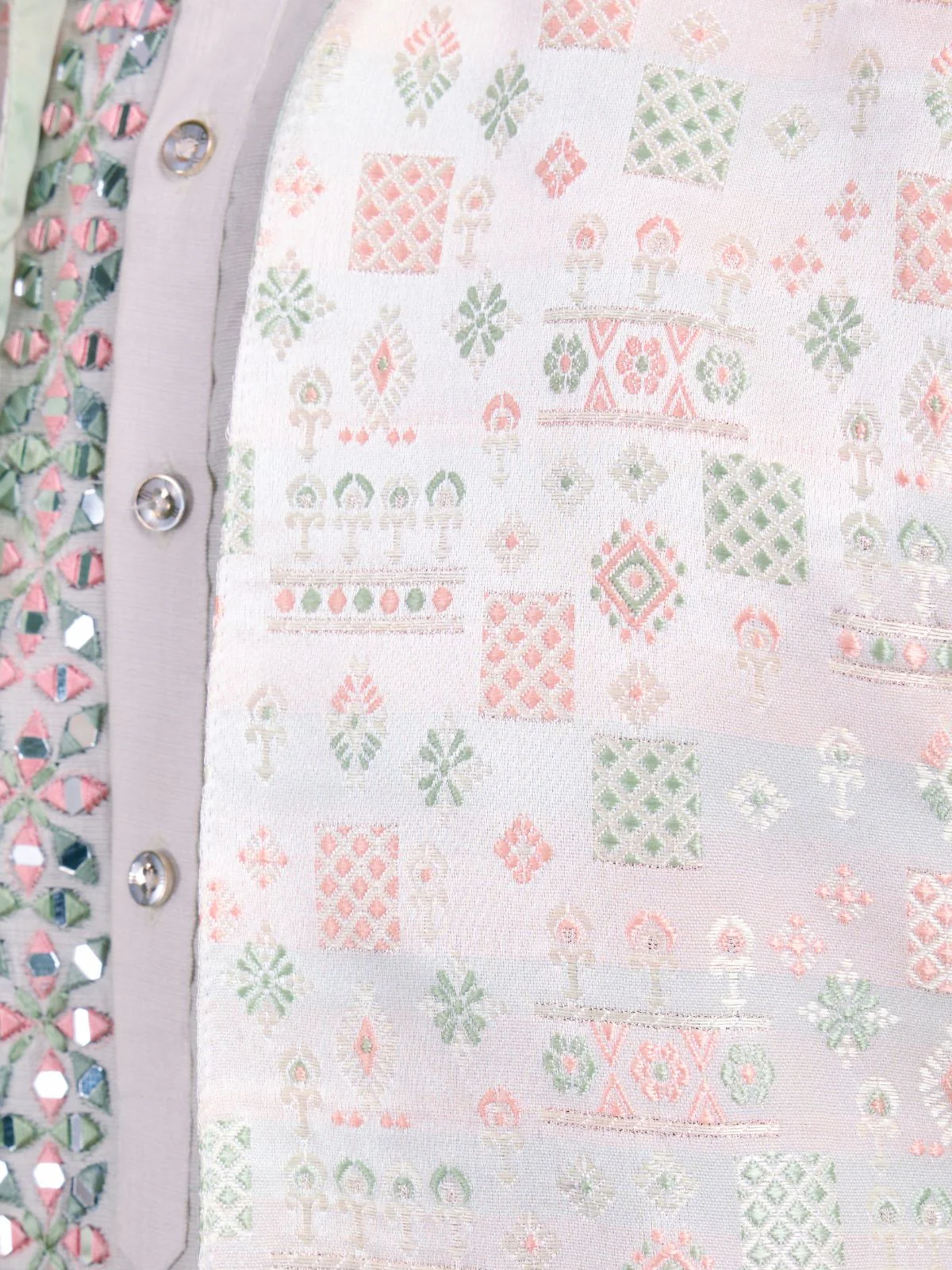 Odette White Silk Blend Embellished Kurta For Men - Image 6