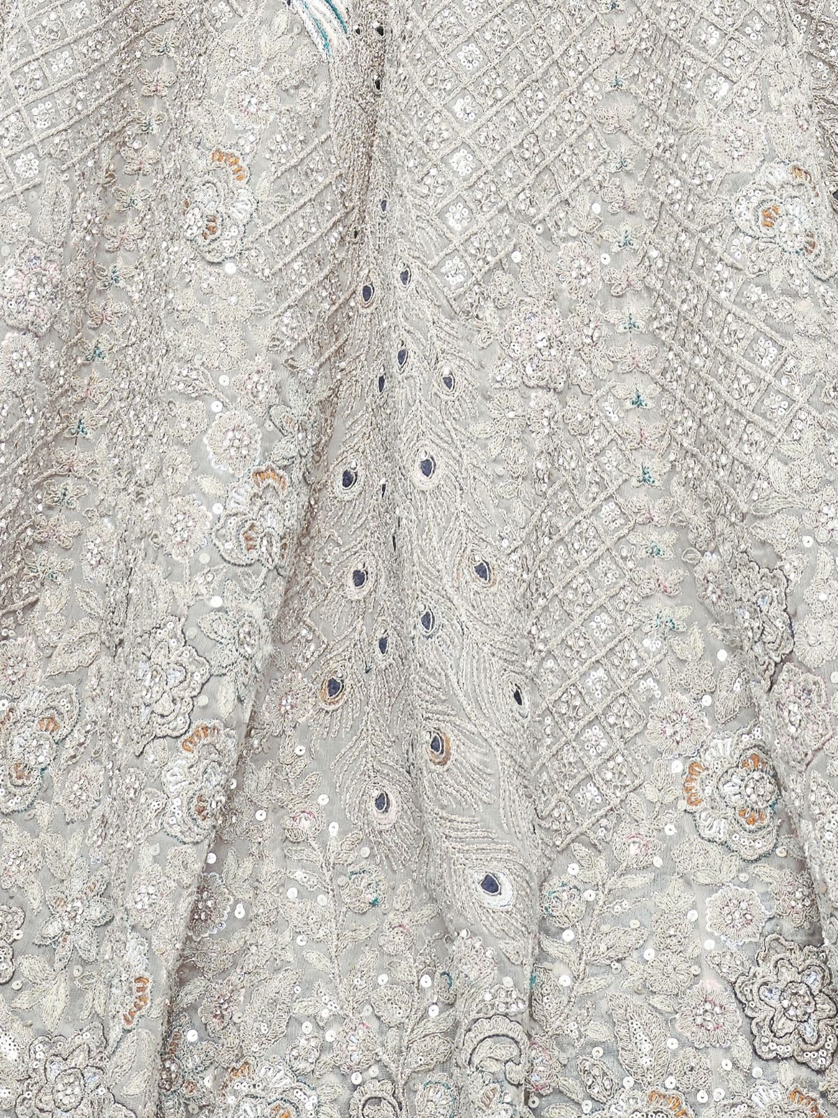 Odette White Soft Net Embellished Semi-Stitched Lehenga With Unstitched Blouse For Women - Image 6