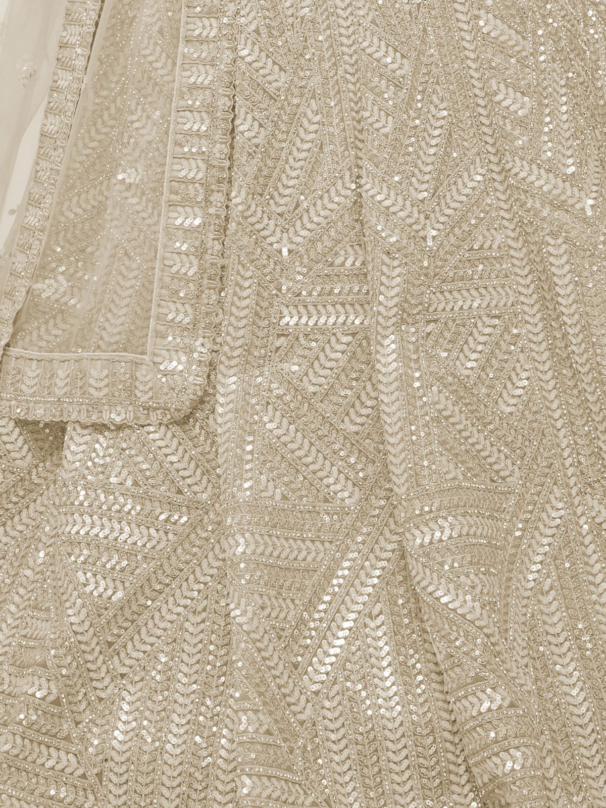 Odette White Soft Net Embroidered Semi Stitched Lehenga With Unstitched Blouse For Women - Image 6