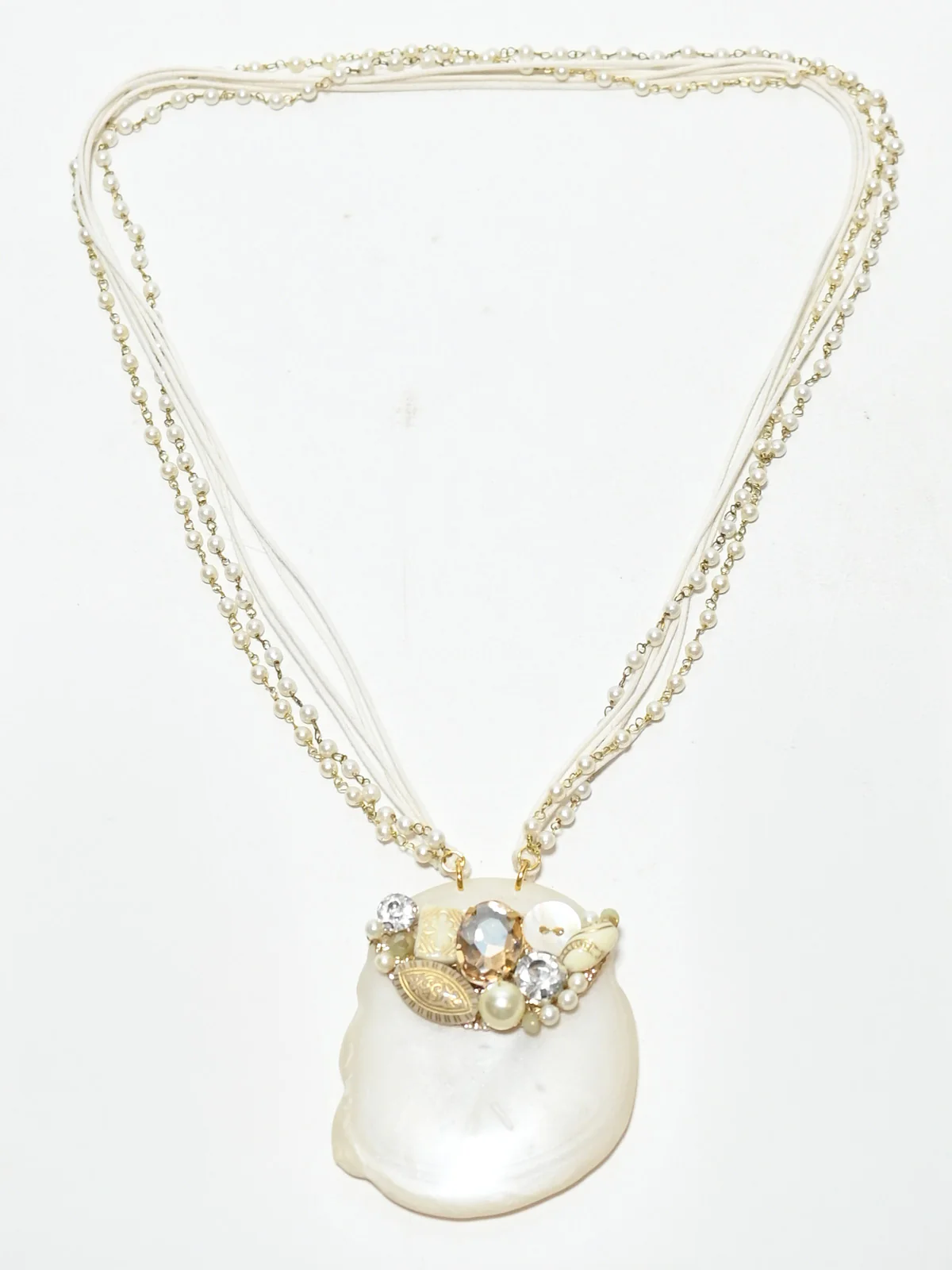 Odette White Thread And Alloy Pearl And Stone Jewellery Set For Women - Image 3