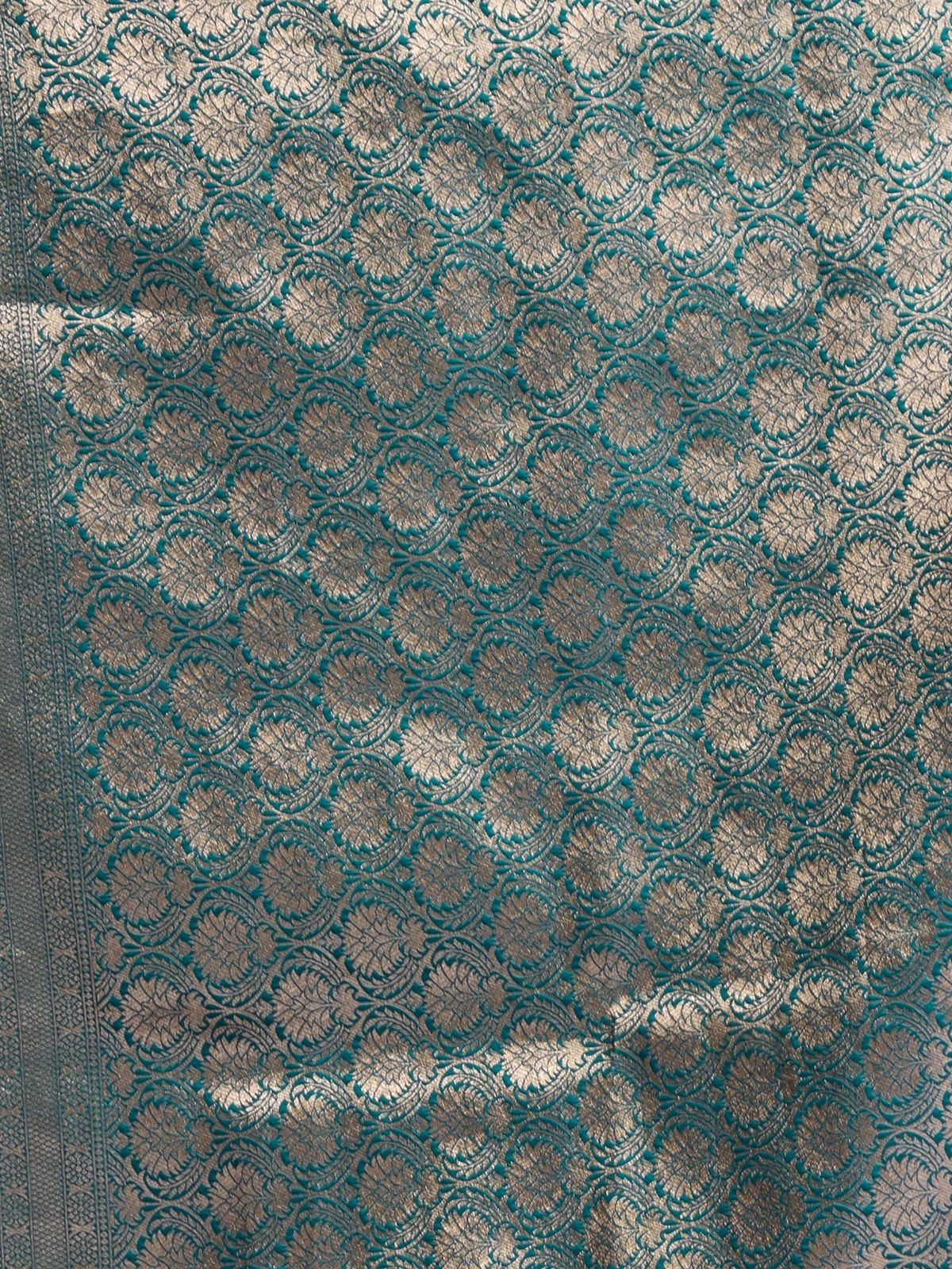 Odette Wine and Teal Blue Silk Blend Woven Saree For Women - Image 6