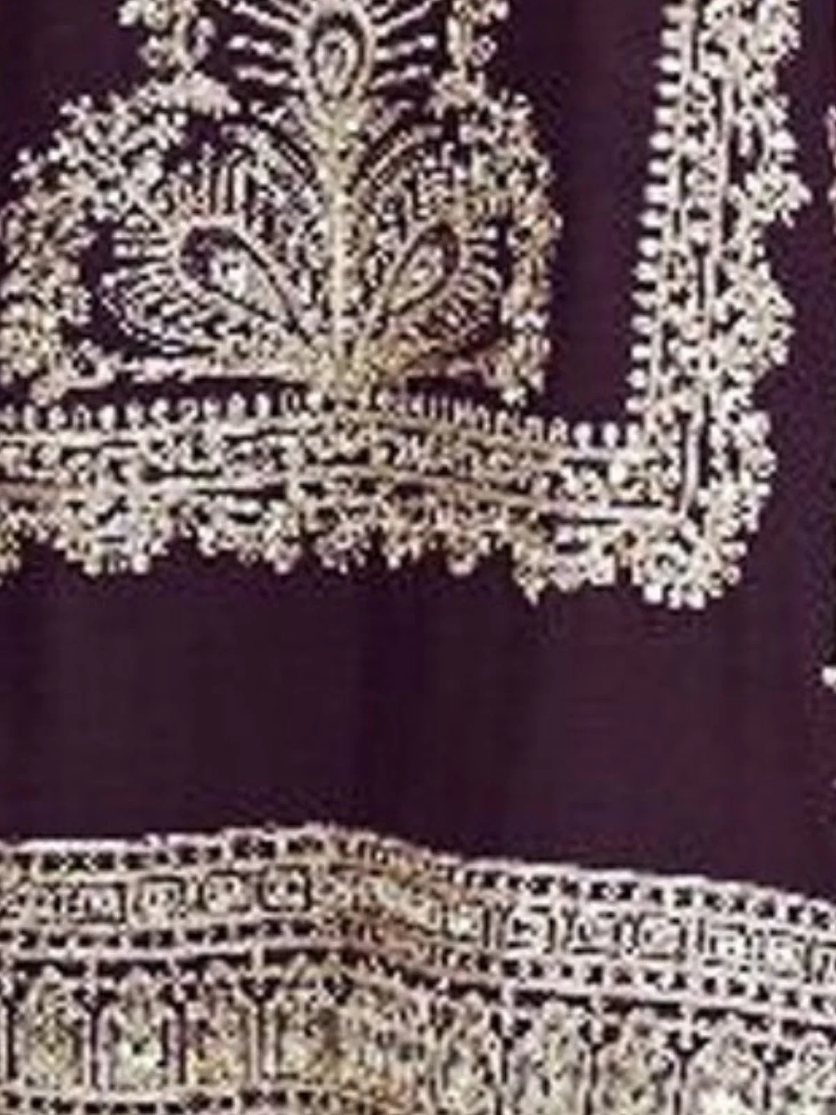 Odette Wine Chinon Embroidered Semi-Stitched Kurta Set For Women - Image 3