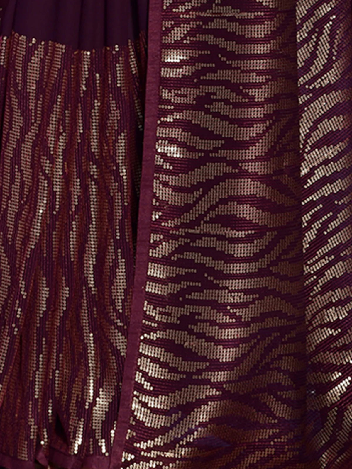 Odette Wine Embellished Georgette Saree With Unstitched Blouse For Women - Image 8