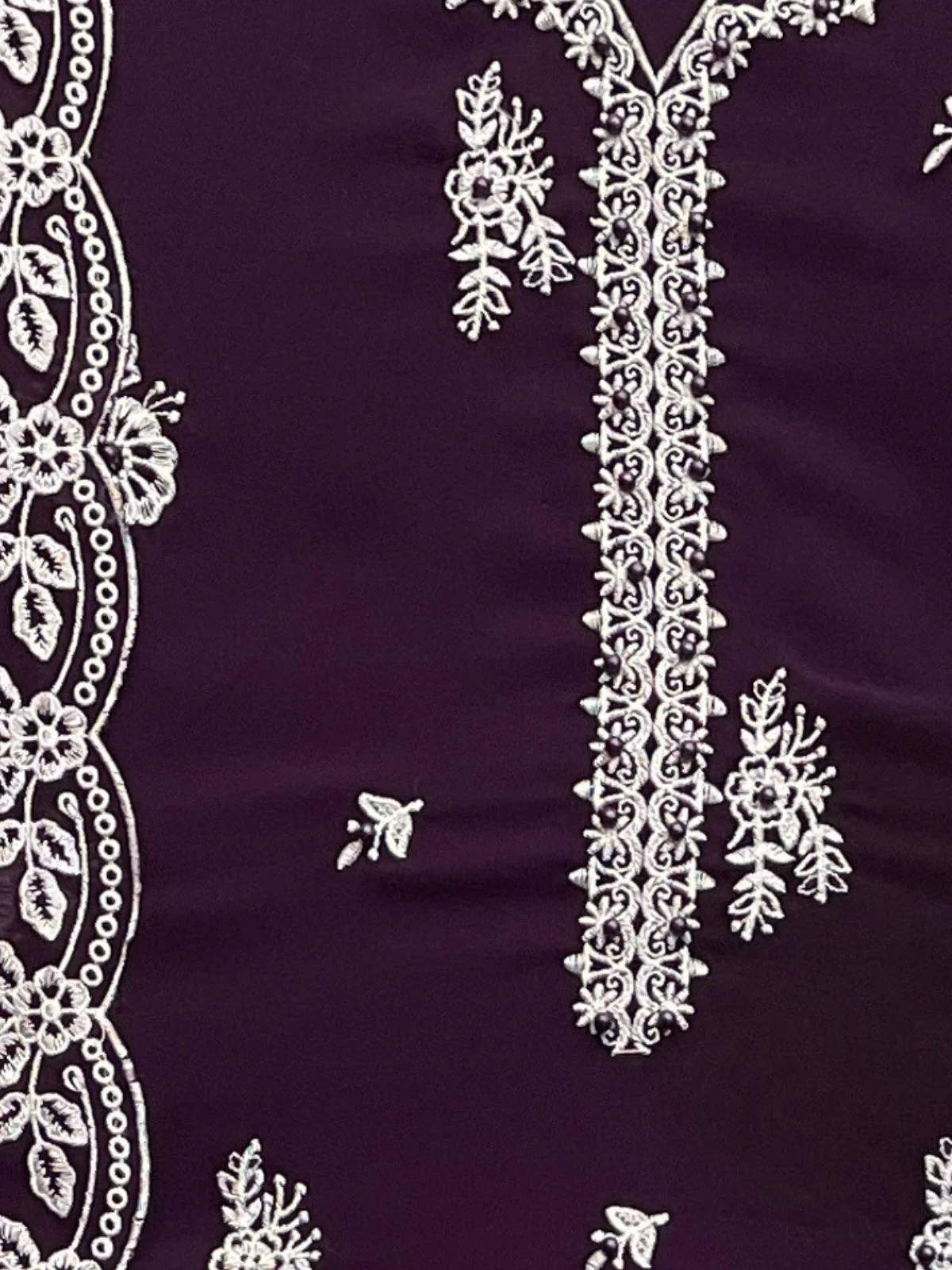 Odette Wine Georgette Embroidered Semi-Stitched Kurta Set For Women - Image 3