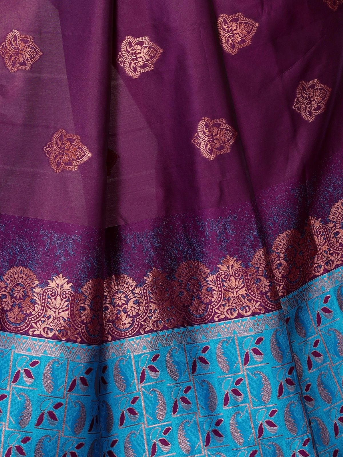 Odette Wine Georgette Motif Print Saree For Women - Image 5