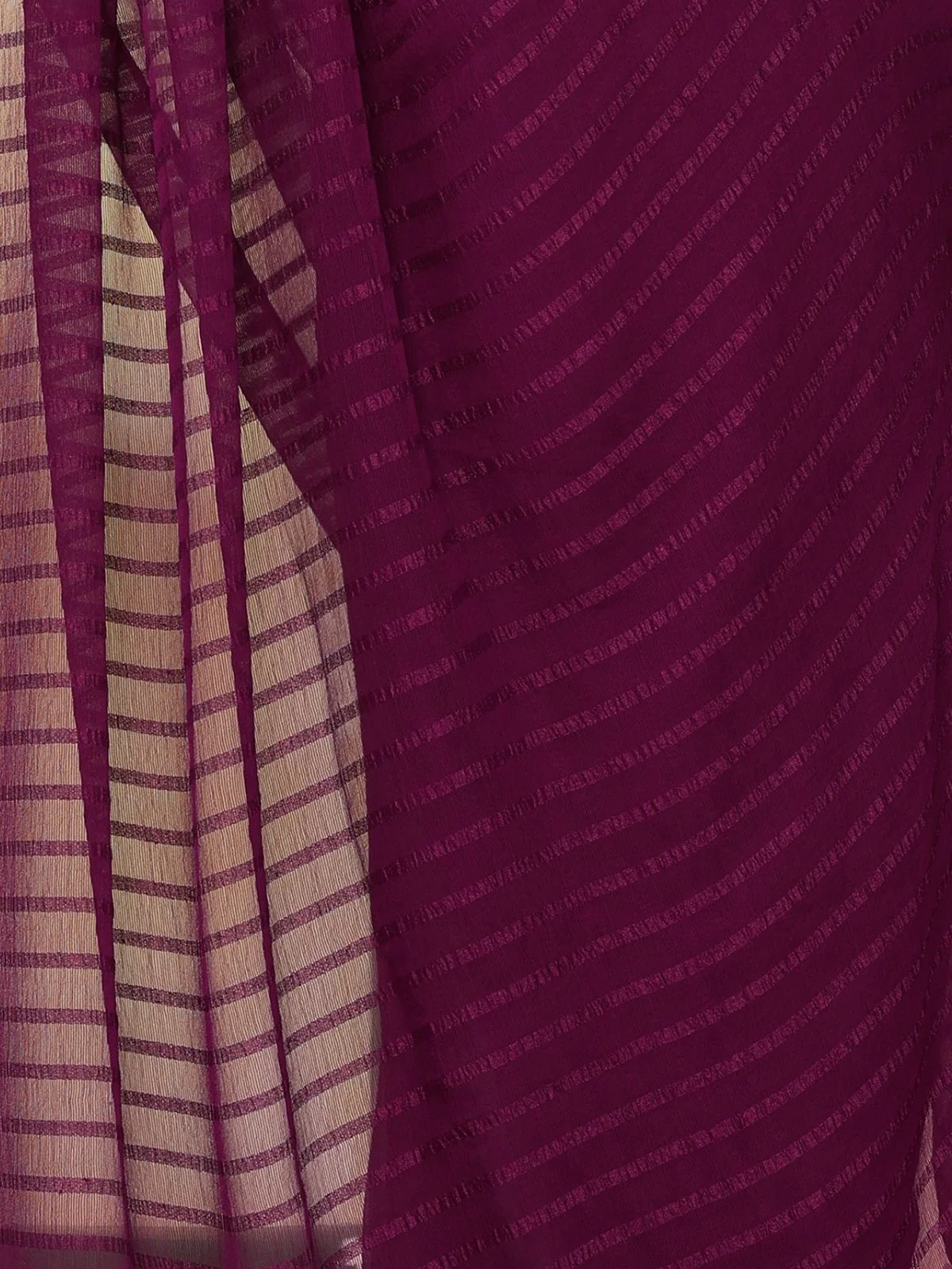 Odette Wine Georgette Plain Saree For Women - Image 5