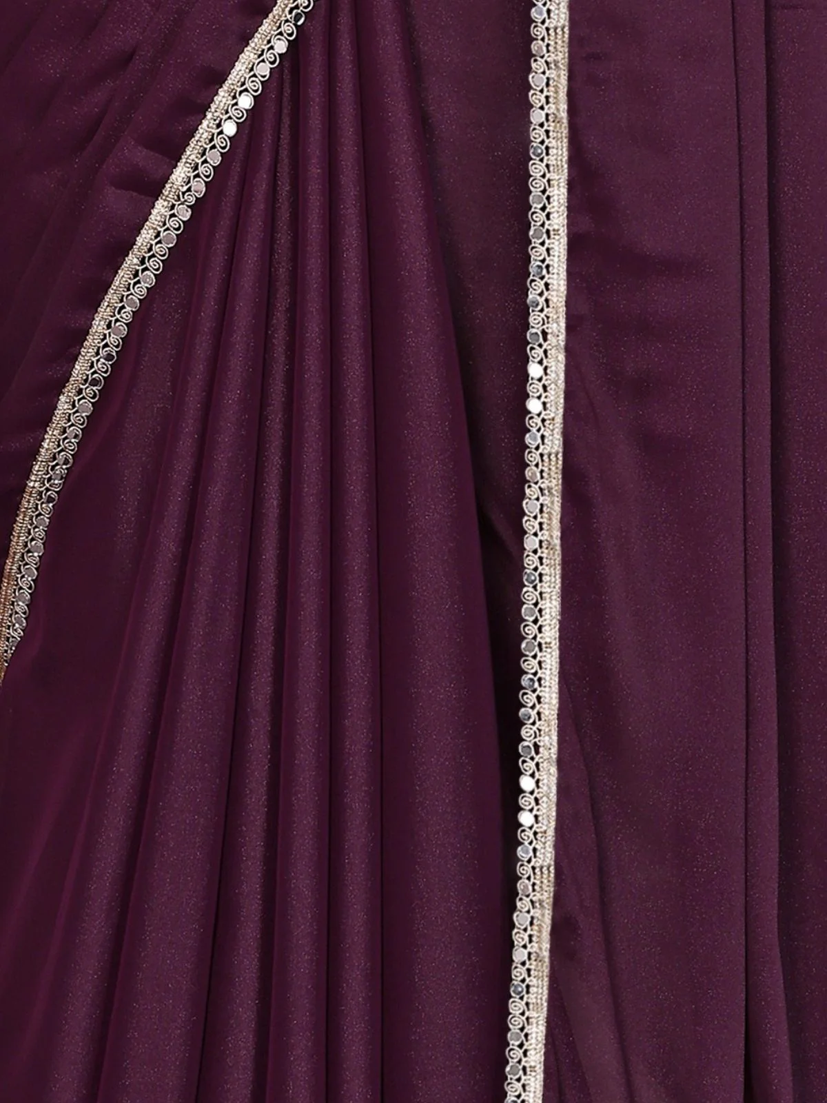 Odette Wine Georgette Plain Saree With Unstitched Blouse For Women - Image 6