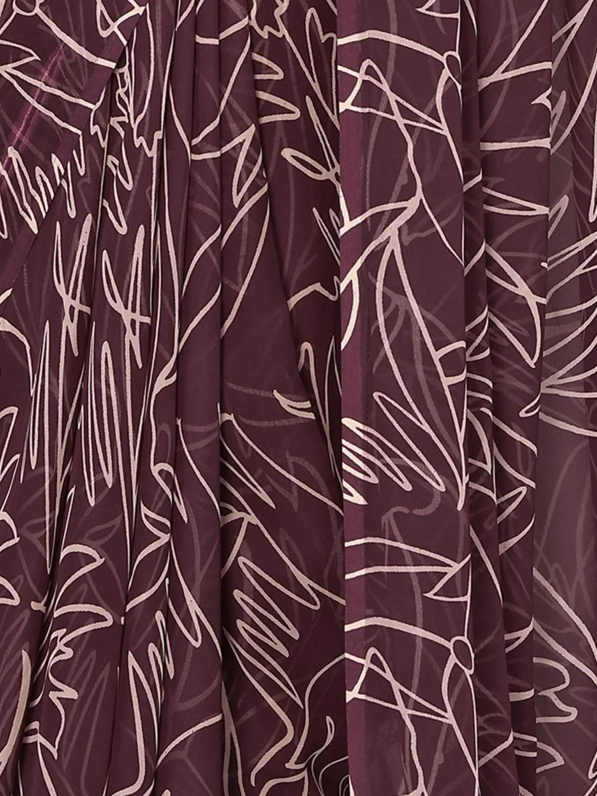 Odette Wine Georgette Printed Saree With Unstitched Blouse For Women - Image 5
