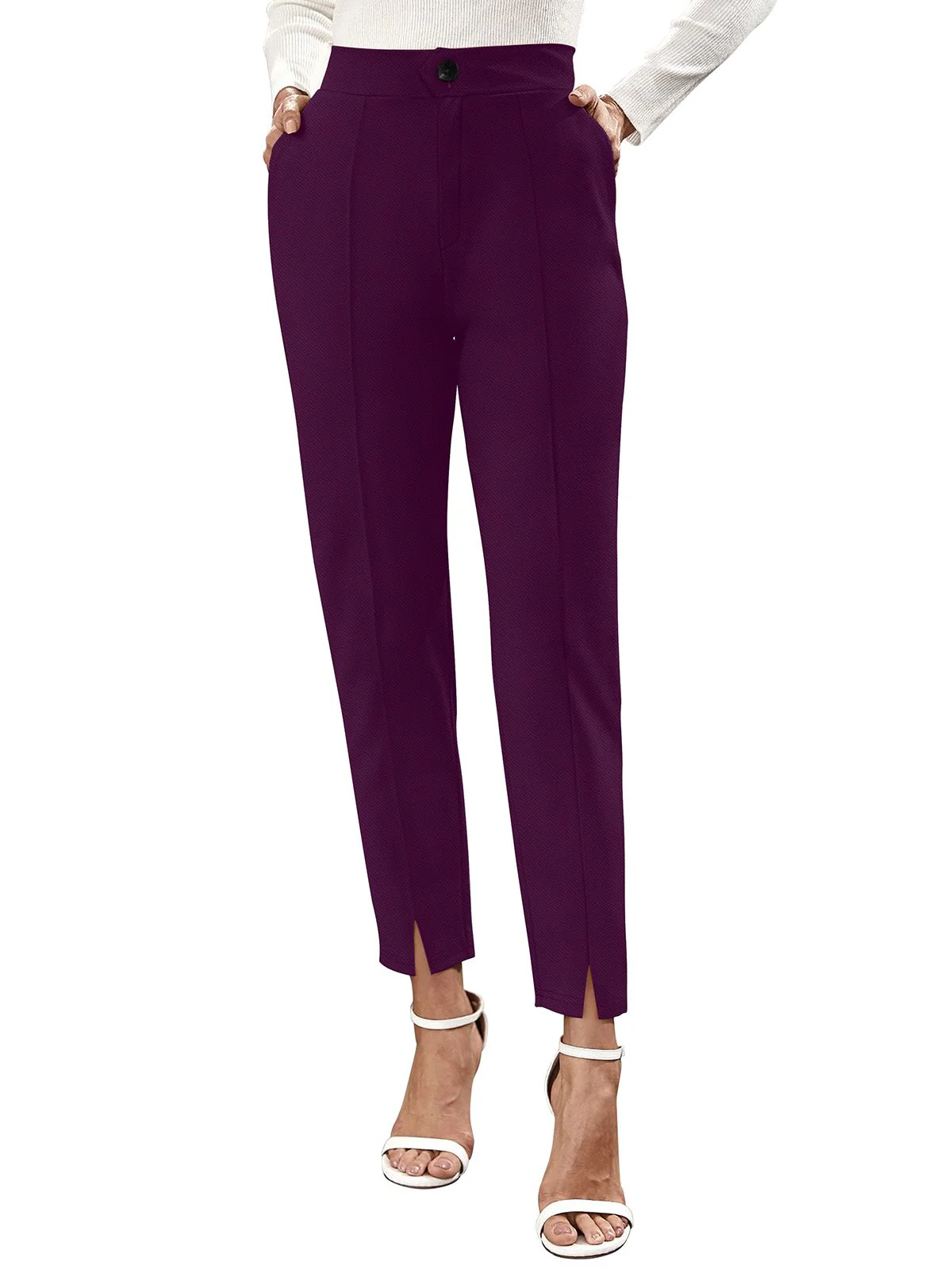 Odette Wine Polyester Trouser For Women - Image 2
