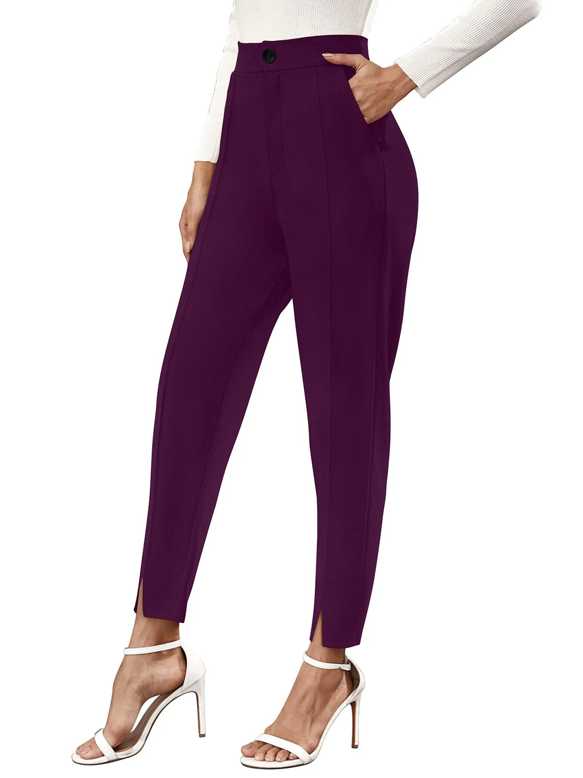 Odette Wine Polyester Trouser For Women - Image 4