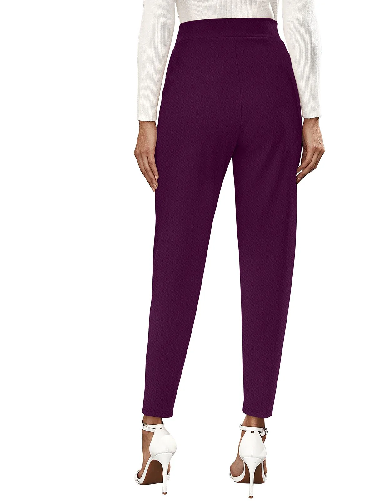 Odette Wine Polyester Trouser For Women - Image 5