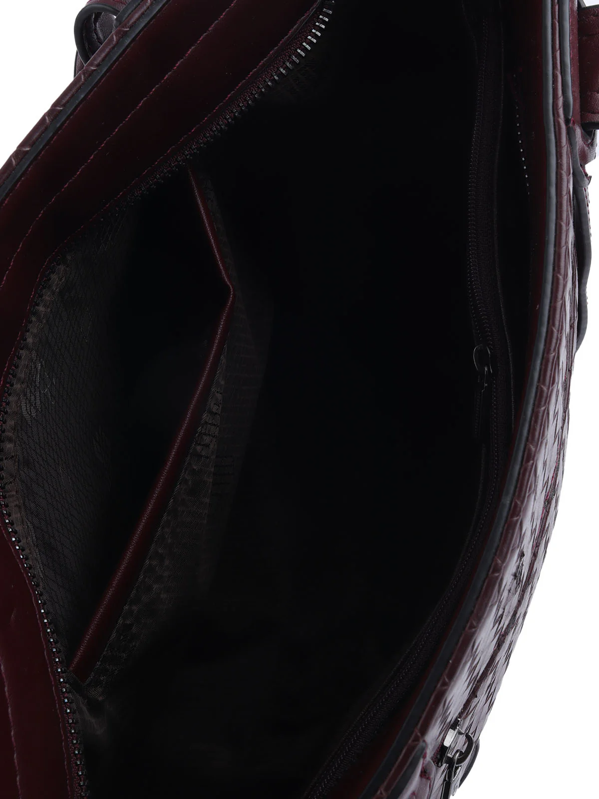 Odette Wine PU Textured Tote Bag For Women - Image 6